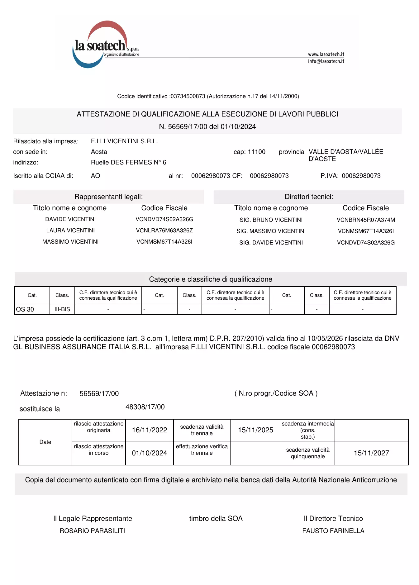 Attestazione SOA OS30